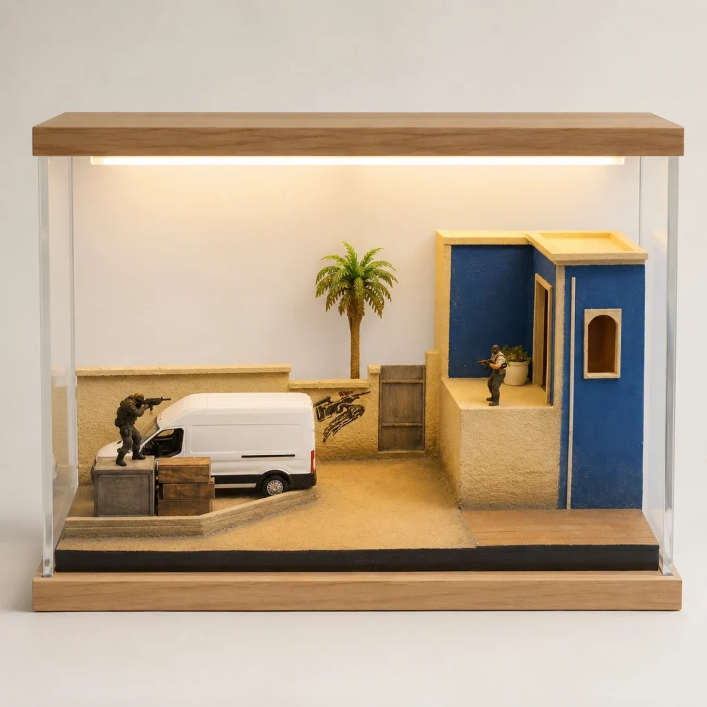Hand-Painted Mirage B Site-Inspired Miniature Diorama Display