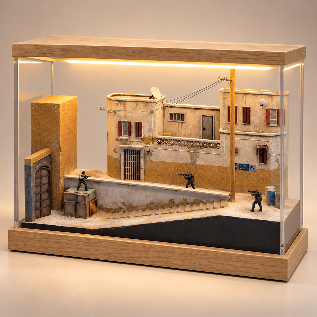 Dust2 A Long diorama left-front angle with optional lighted display case (+$25)