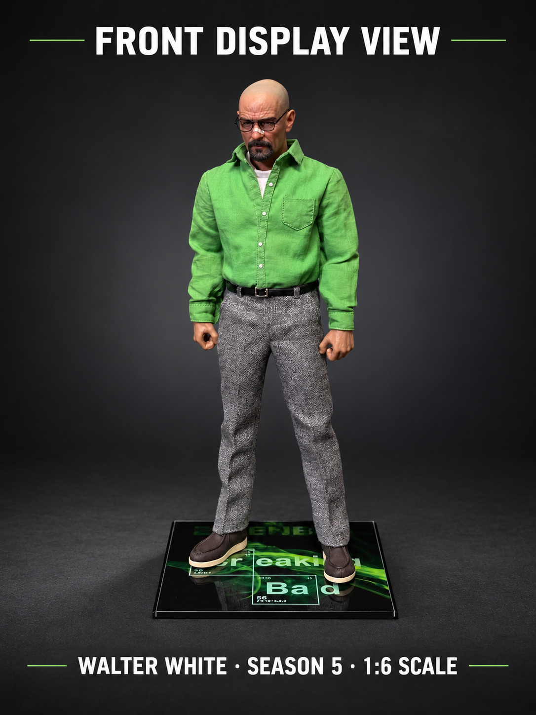 Front display view of the Walter White figure