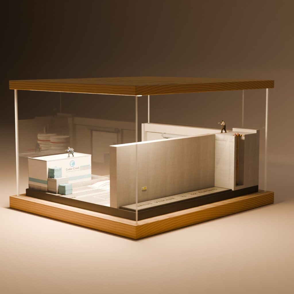 Nuke A Site diorama right-front angle with optional lighted display case (+$25)