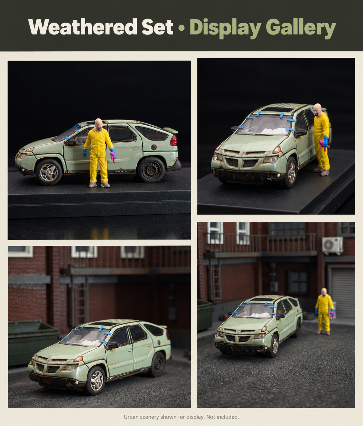 Gallery of Pontiac Aztek miniature display views; scene props are not included