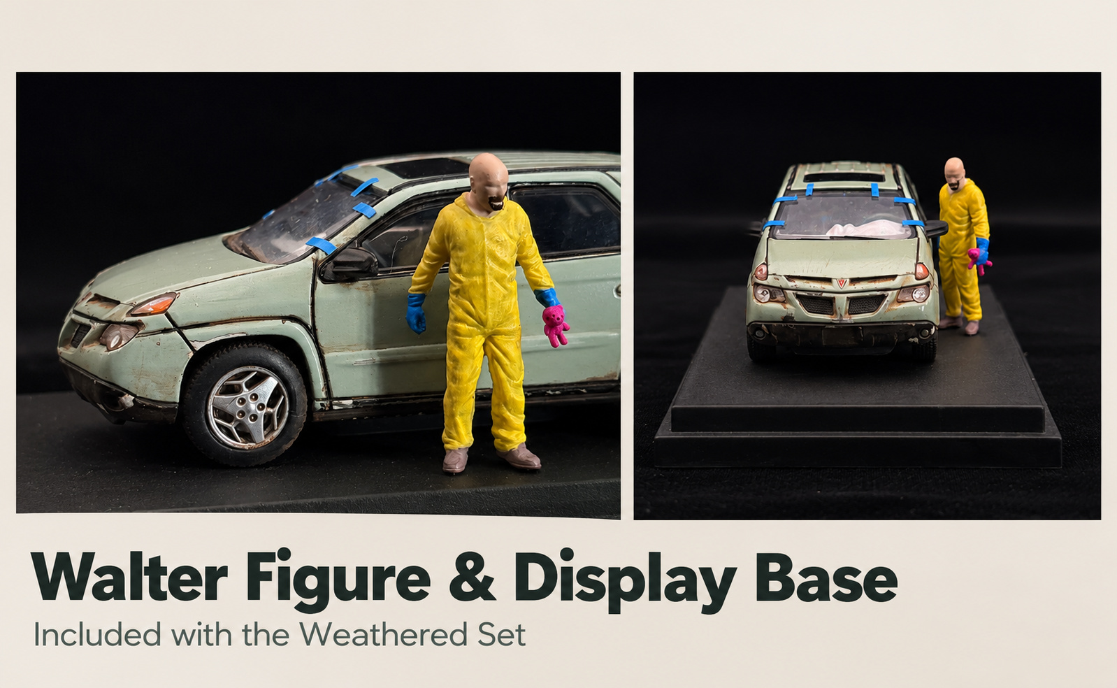 Yellow-suited Walter resin figure with pink teddy bear, included with the Weathered Set