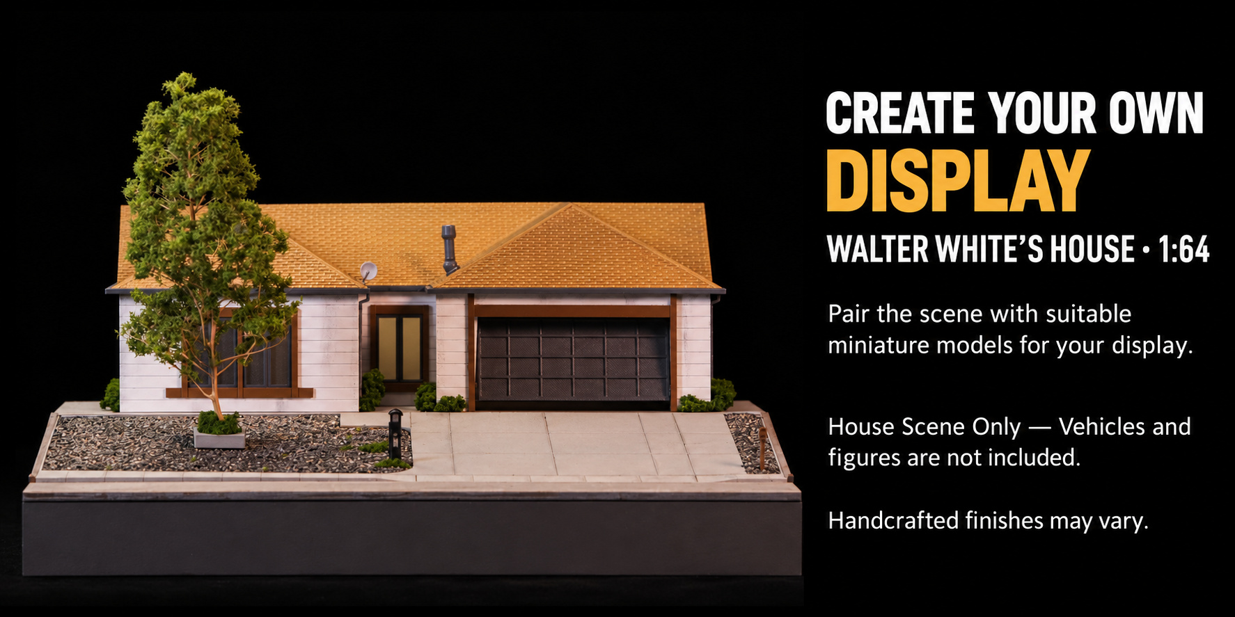 House Scene Only styling card showing the miniature house and landscaped base with no vehicles or figures