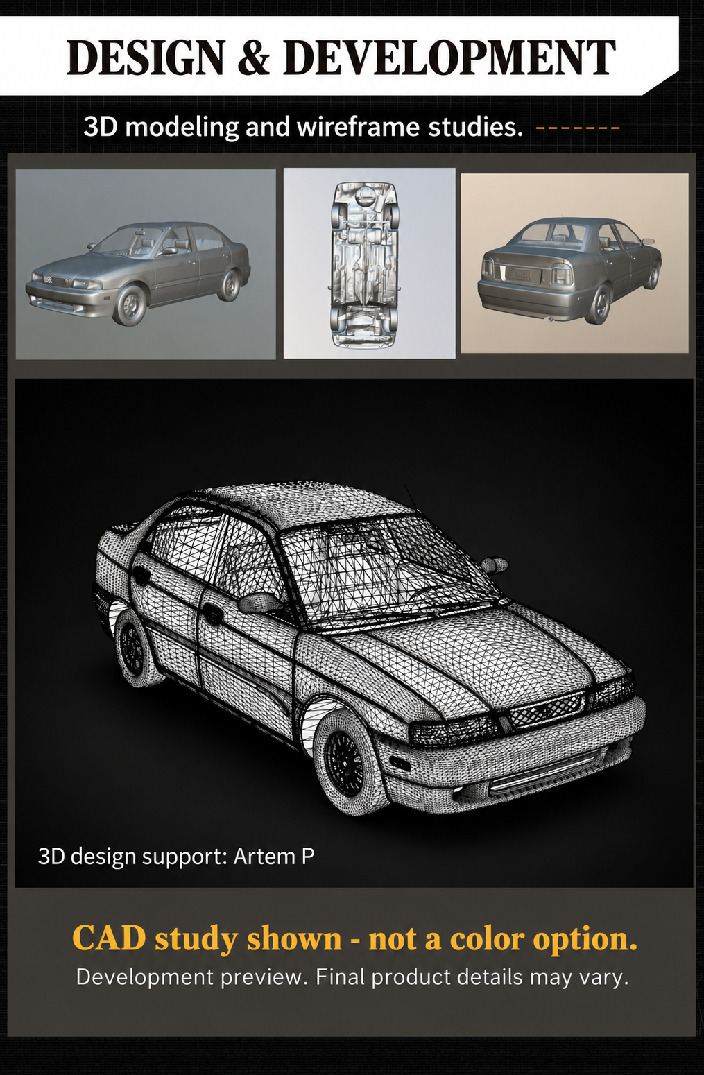 Suzuki Esteem design development and gray CAD references