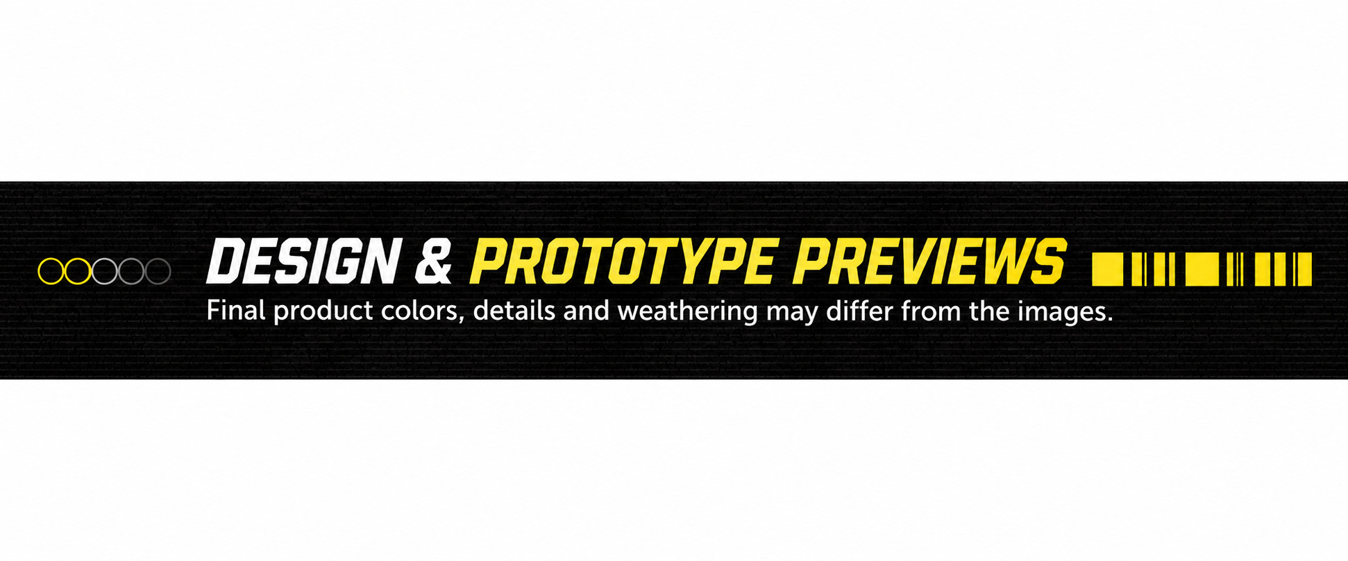 Design preview notice explaining that final colors, details and weathering may vary