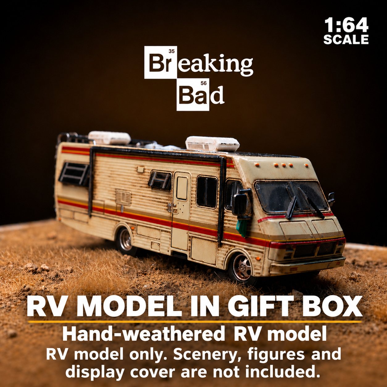RV Model in Gift Box configuration: one hand-weathered RV and gift box; figures, scenery base and clear display cover are not included